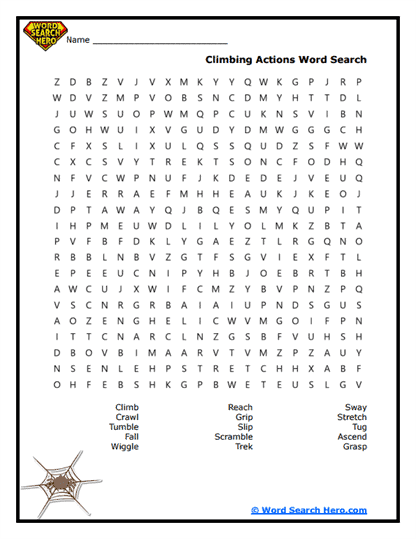 Climbing Moves Word Search