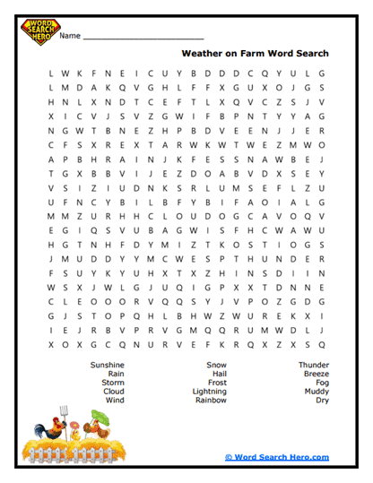 Farm Weather Word Search