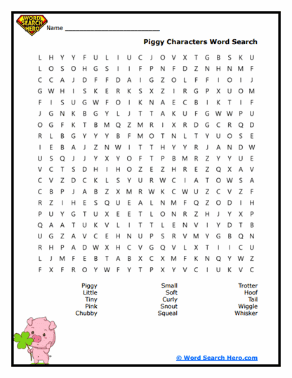 Piggy Traits Word Search