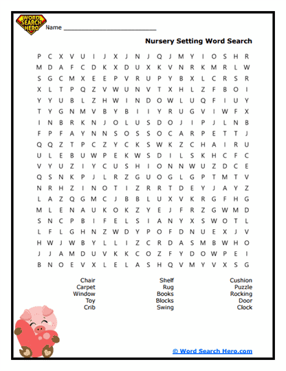 Nursery Room Word Search
