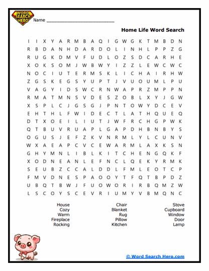 Cozy Home Word Search