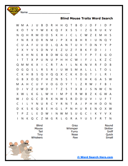 Mouse Traits Word Search