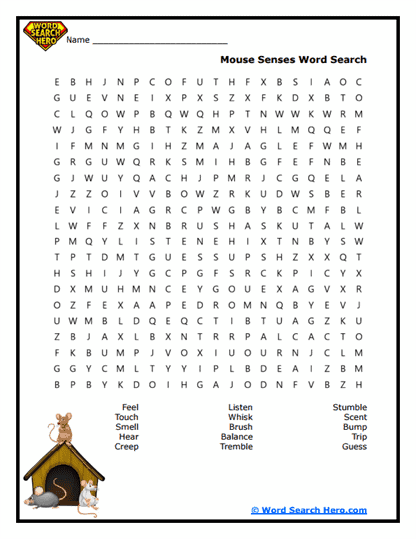 Mouse Senses Word Search