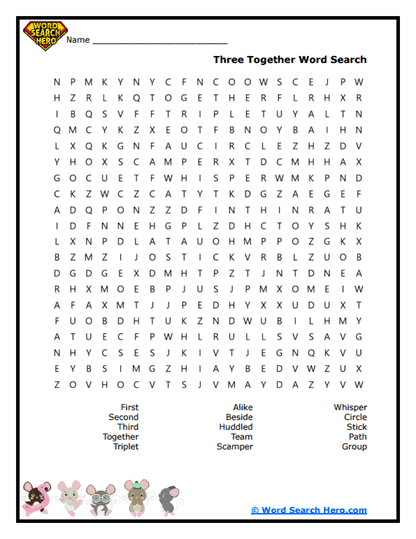 Three Together Word Search