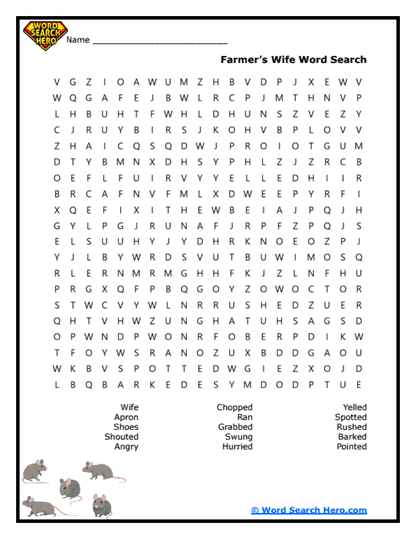 Farmhouse Fears Word Search