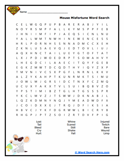 Mouse Mishaps Word Search