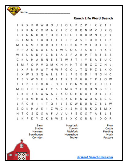 Ranch Routine Word Search