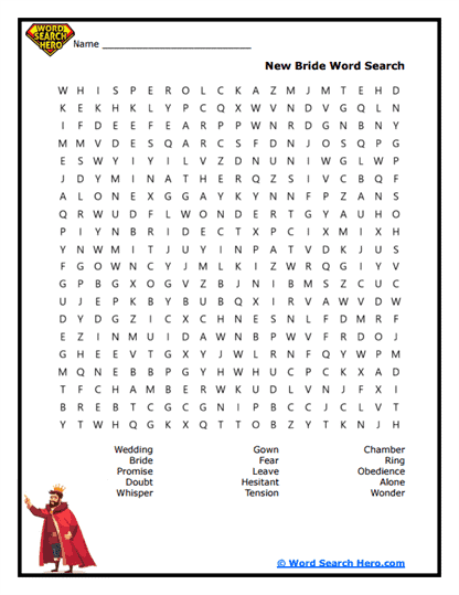 Uneasy Bride Word Search