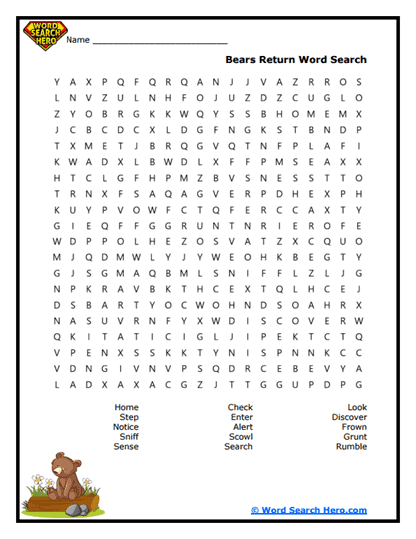 Bear Return Word Search