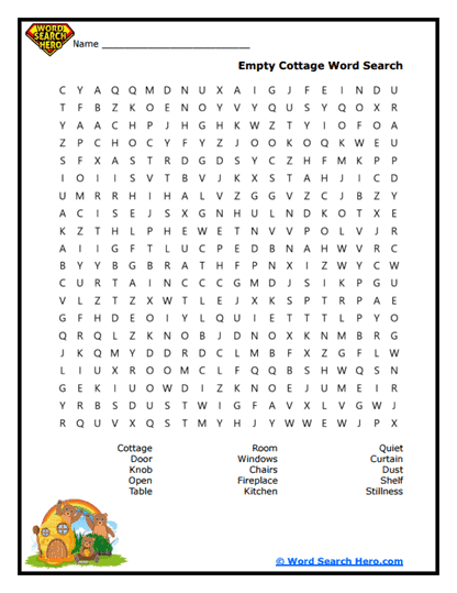 Quiet Cottage Word Search