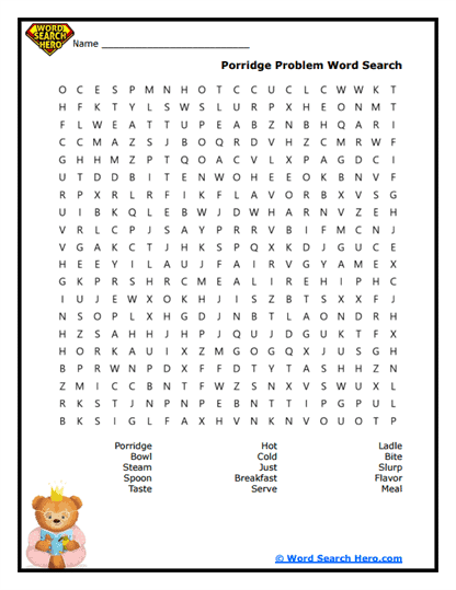 Porridge Trouble Word Search