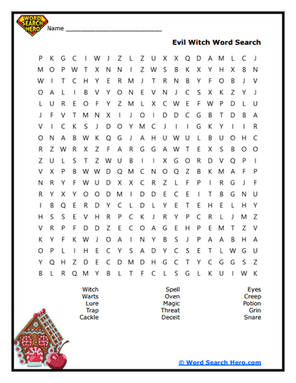 Witch's Lair Word Search