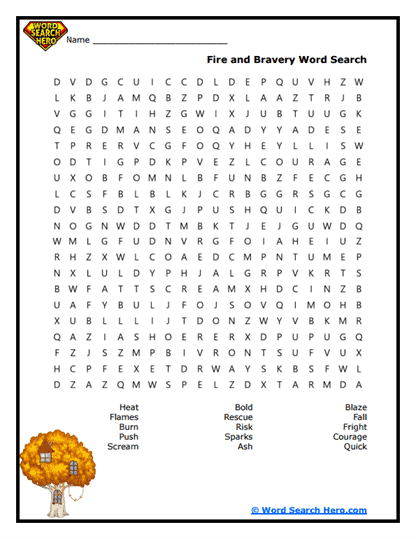 Brave Flames Word Search