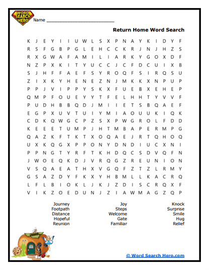 Safe Return Word Search
