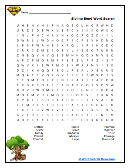 Sibling Strength Word Search