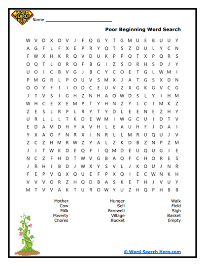 Jack and the Beanstalk Word Searches