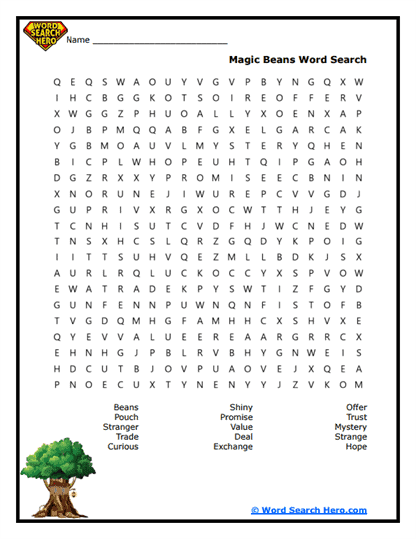 Bean Bargain Word Search