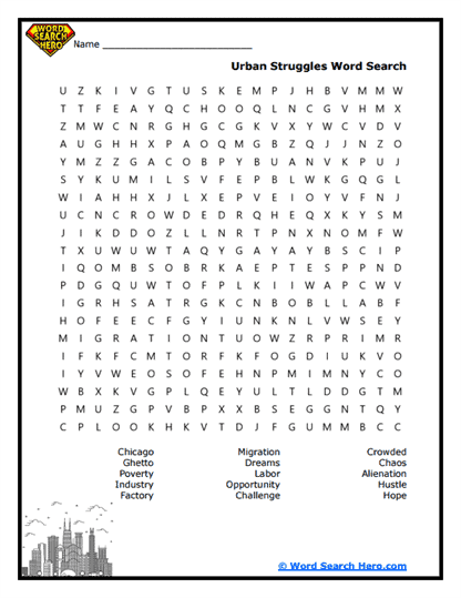 City Challenges Word Search
