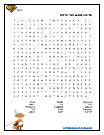 Puss in Boots Word Searches