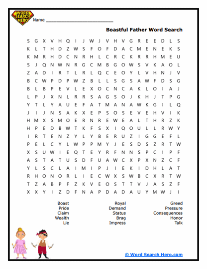 A Father's Costly Boast Word Search