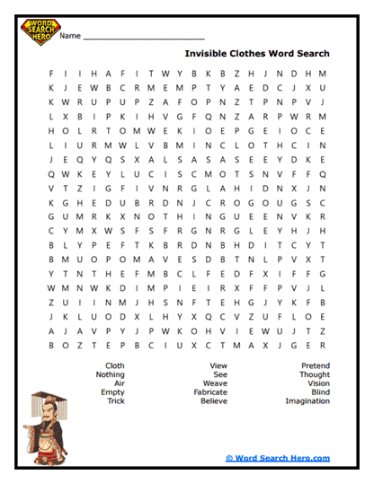 The Emperor's New Clothes Word Searches