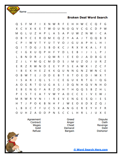Broken Promise Word Search