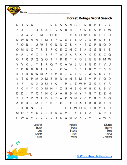Forest Shelter Word Search